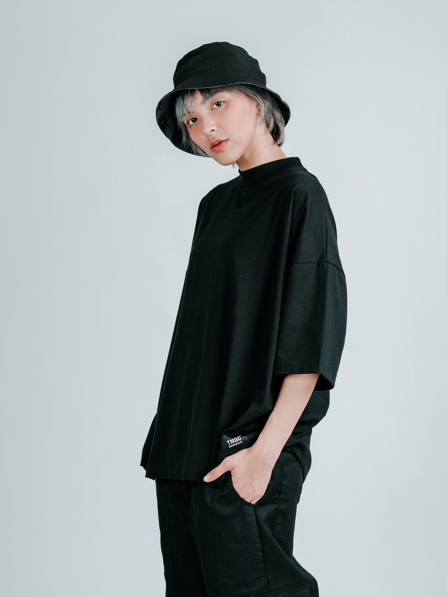 S/S Oversized Mock Neck Box T-shirt