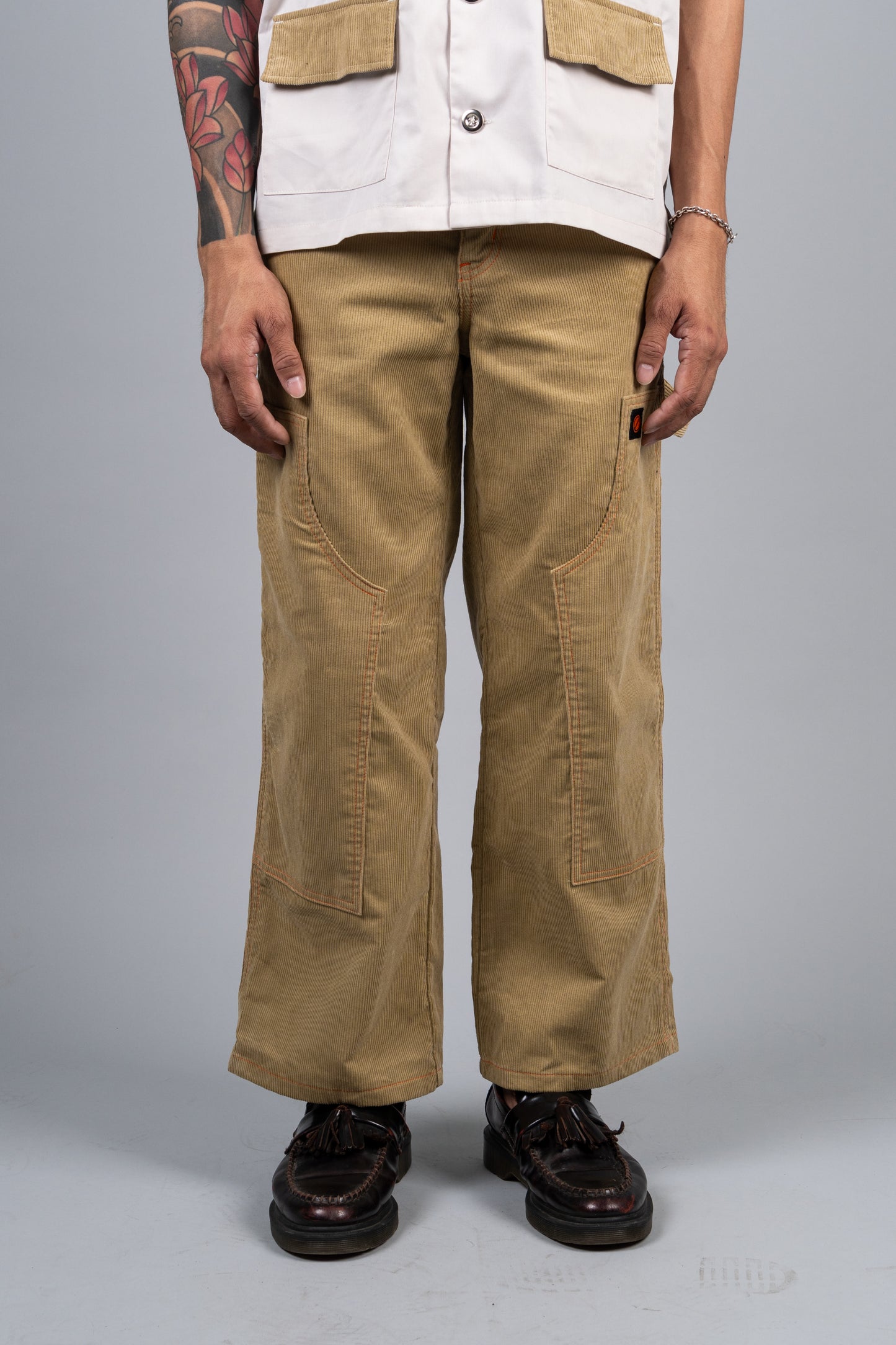 Ecru Cropped Double Knee Pants